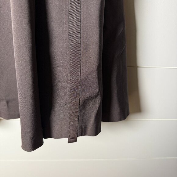 Rene Lezard Made in Germany Sz 38 Chocolate A Line Swing Skirt Ribbon Trim - Picture 6 of 8